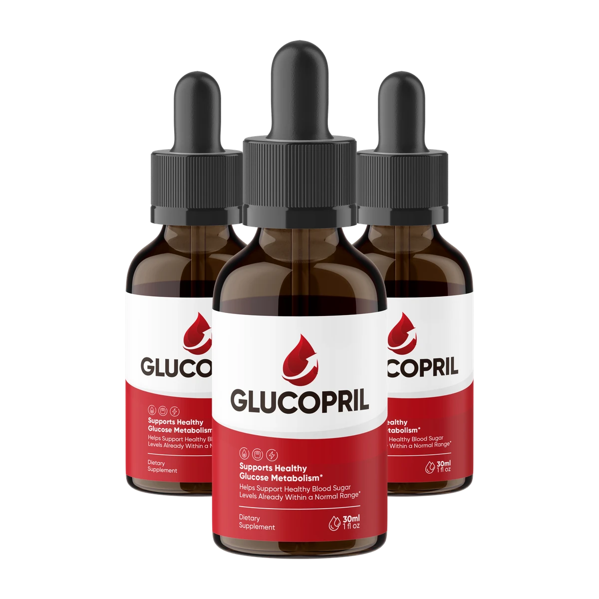 Three GlucoPril bottles