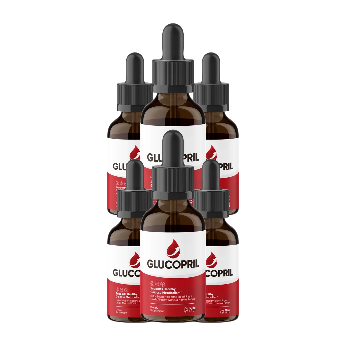 Six GlucoPril bottles